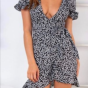 Flattering deep v-neck wrap dress